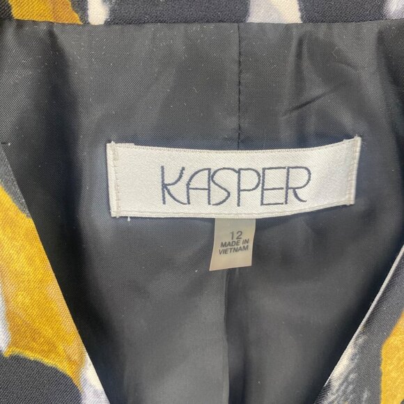 Kasper Blazer Womens 12 Brown Black Pattern Pockets Stretch Office Career Work - Picture 5 of 10